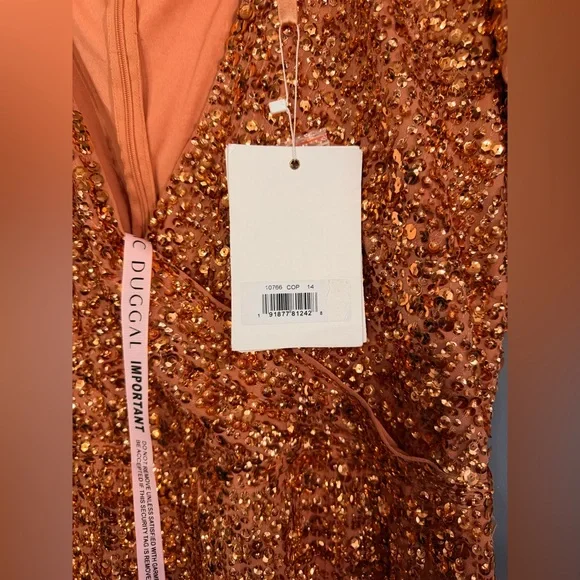 Mac Duggal (10766) Short Sleeve Cocktail Dress-NWT-Size 14-Copper - Picture 8 of 13